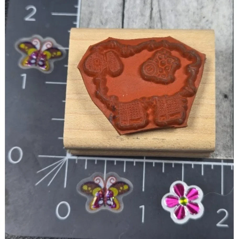 Stampin' Up! Sheep Lamb Country Stitch Patch Rubber Stamp Wood #L119